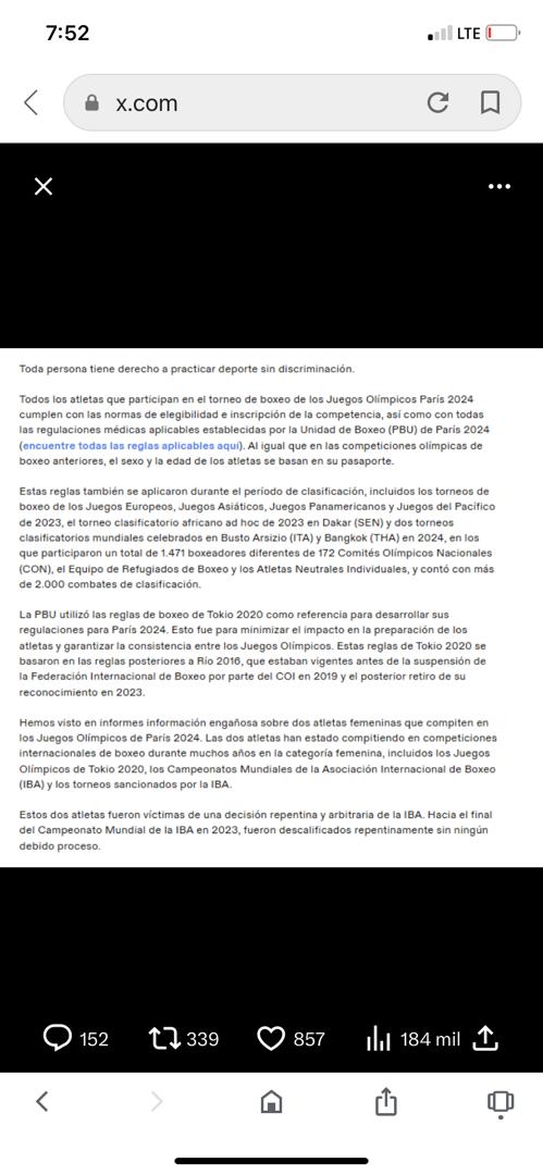 Comunicado COI sobre Imane Kelif