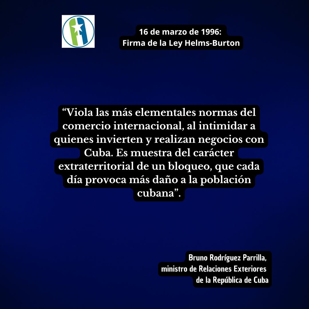 Canciller cubano sobre Ley Helms-Burton