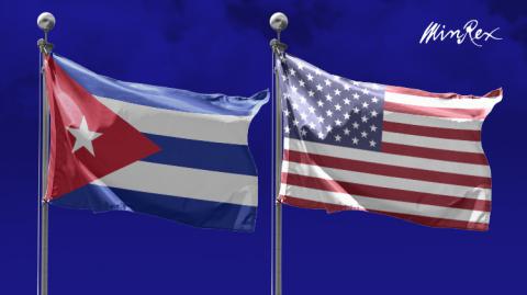 Banderas de Cuba y Estados Unidos 